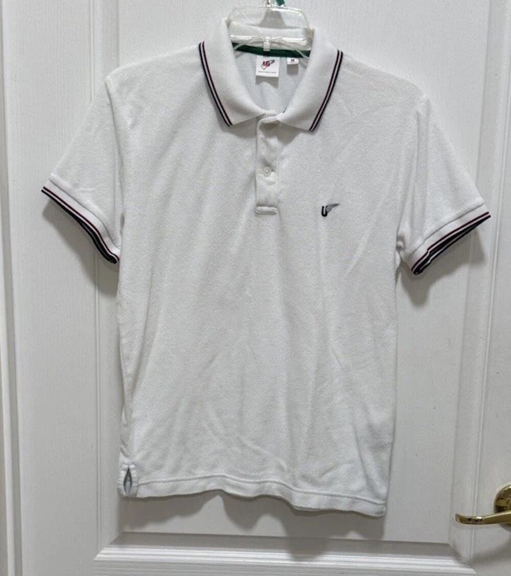 Uniqlo x Michael Bastian Polo Shirt Mens M White Terry Cloth Tennis Preppy